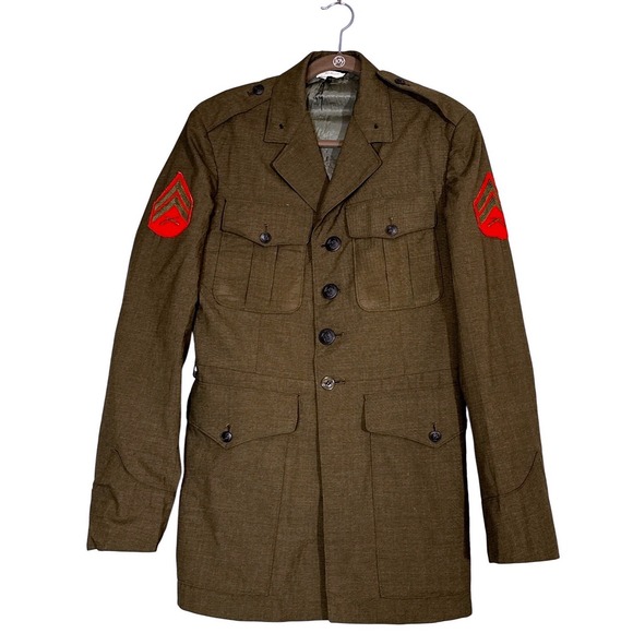 Vintage USMC Alpha Service Tunic Wool Jacket Sergeant 39R Military Official USA